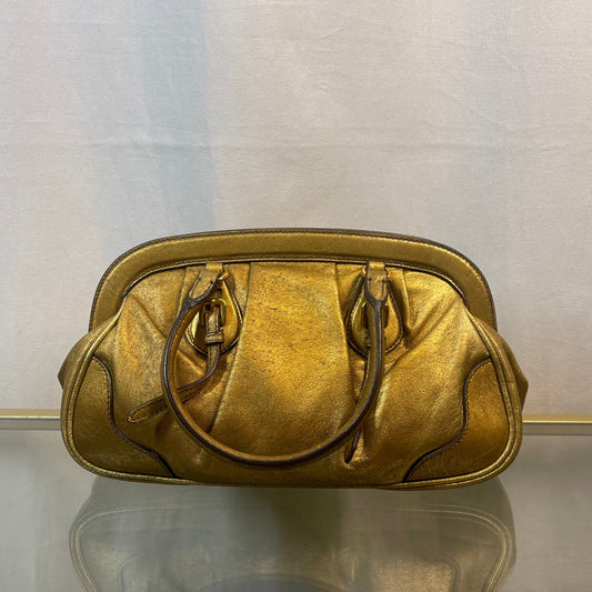 PRADA Mini Frame Bag Gold Nappa Leather Handbag