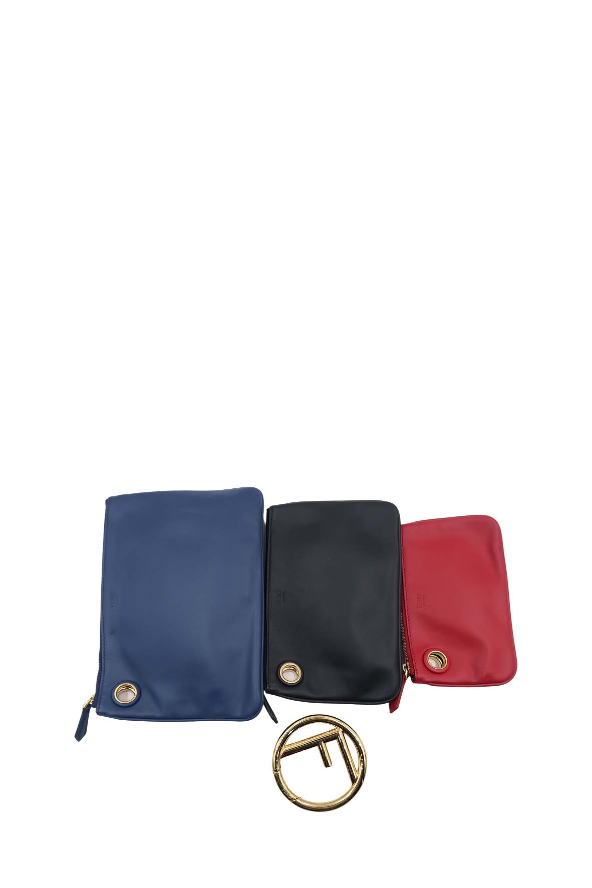 Triplette Leather Clutch Blue, Black, Red