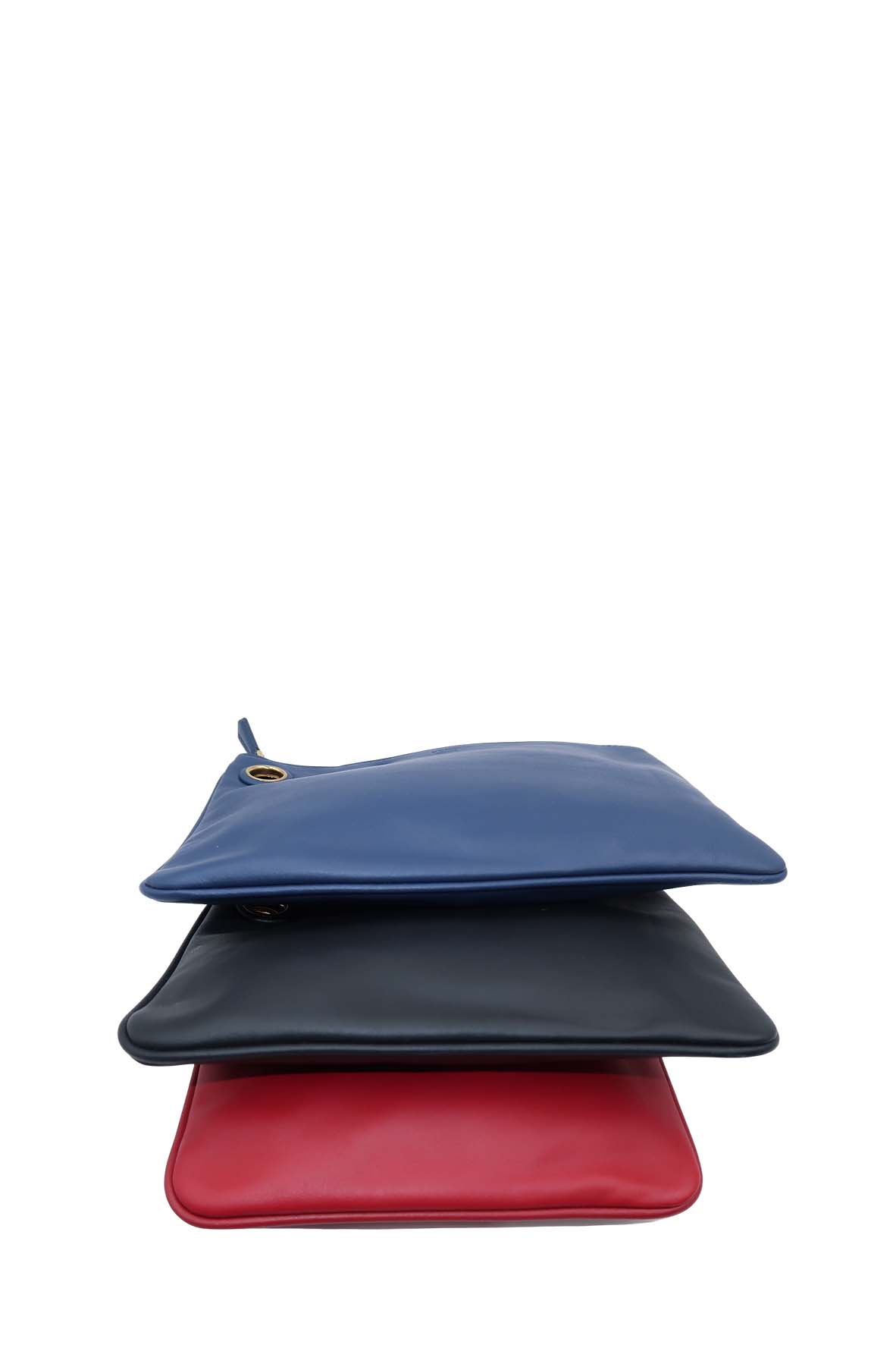 Triplette Leather Clutch Blue, Black, Red