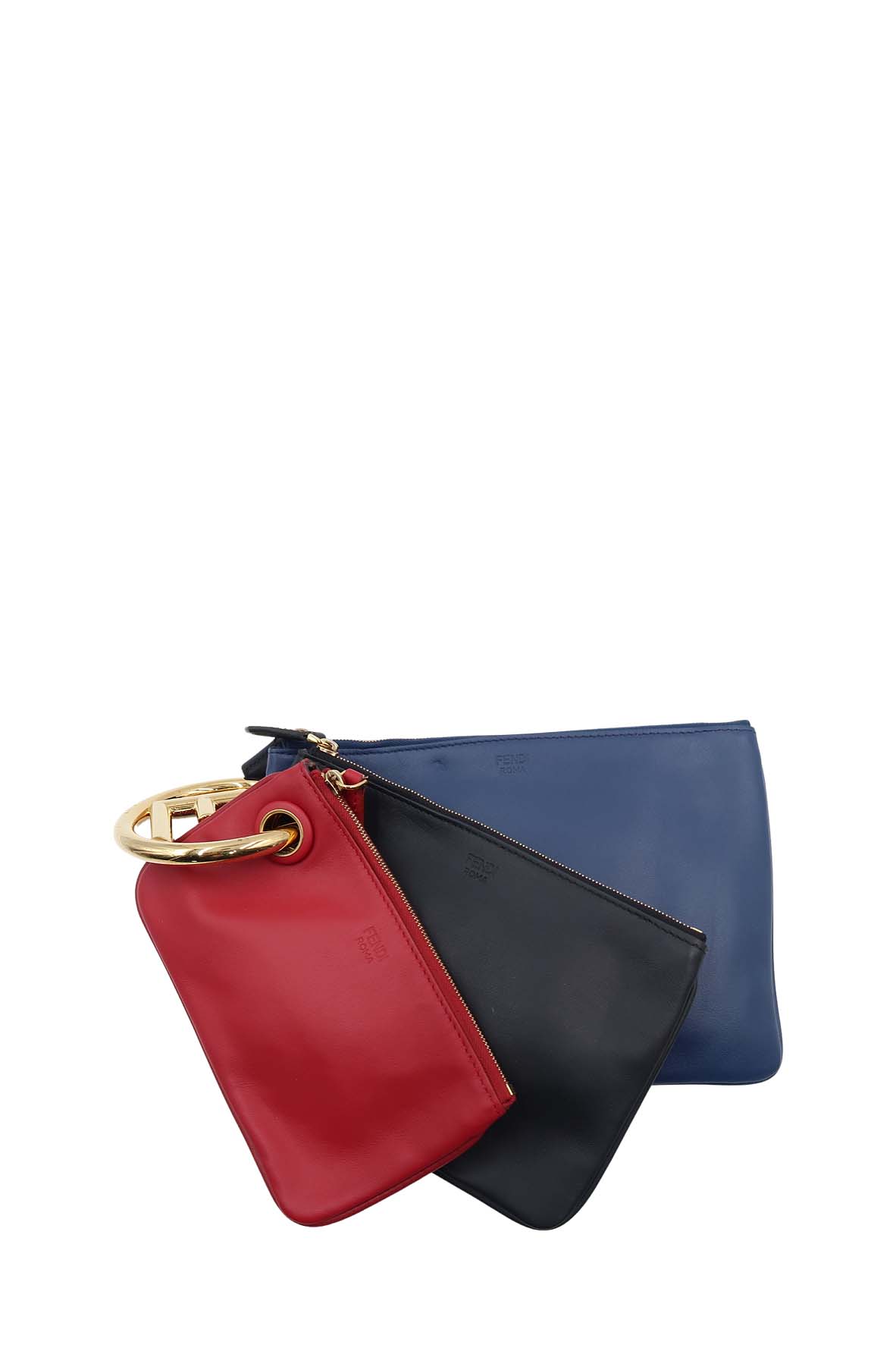 Triplette Leather Clutch Blue, Black, Red