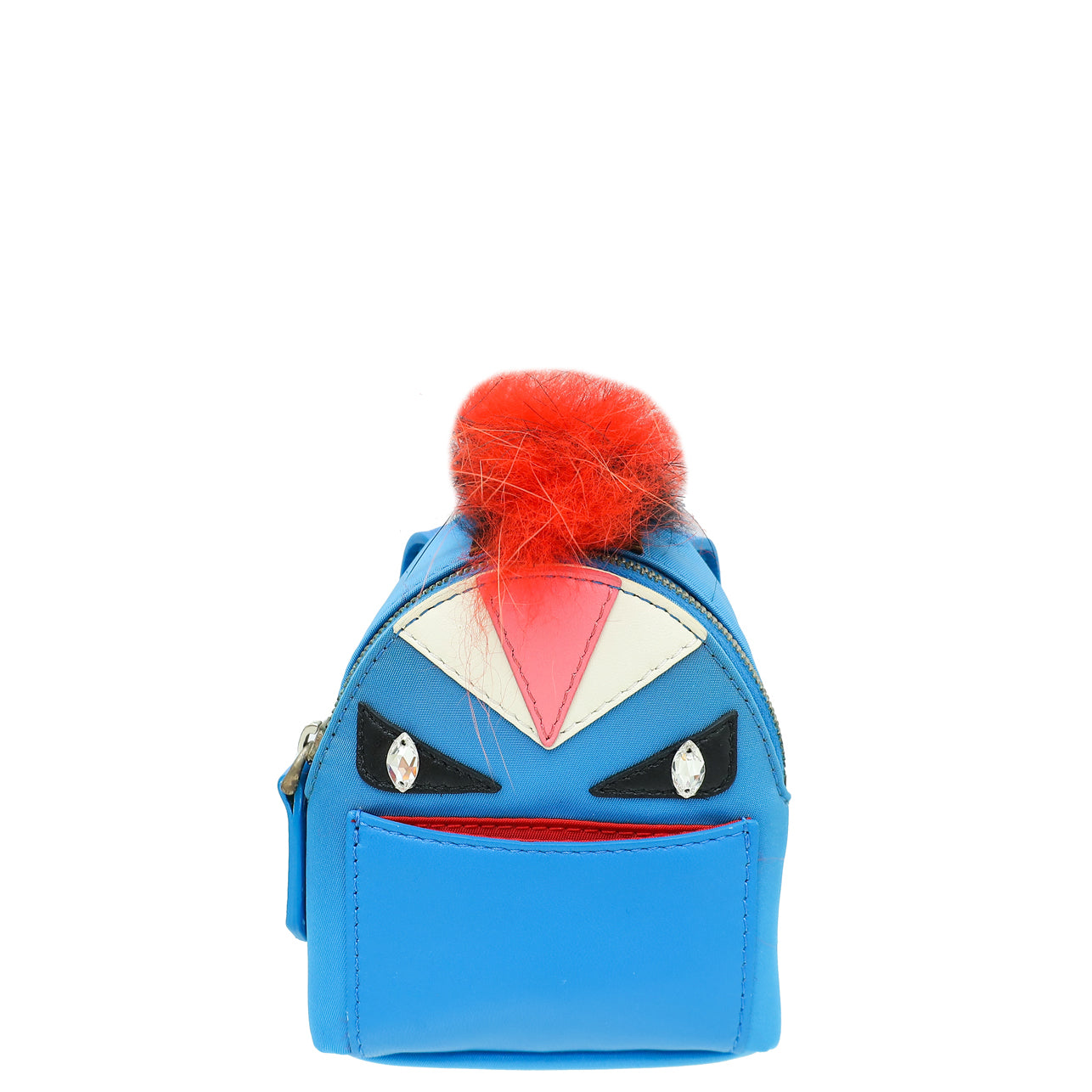 Fendi Blue Multicolor Backpack Monster Eyes Fur Key Chain and Bag Charm