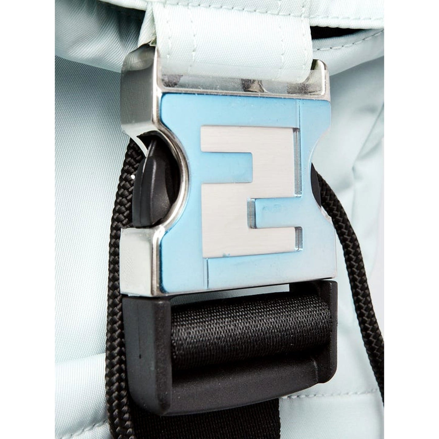 Fendi Fendiness Cyber Blue Nylon Buckle Mini Backpack Crossbody Bag