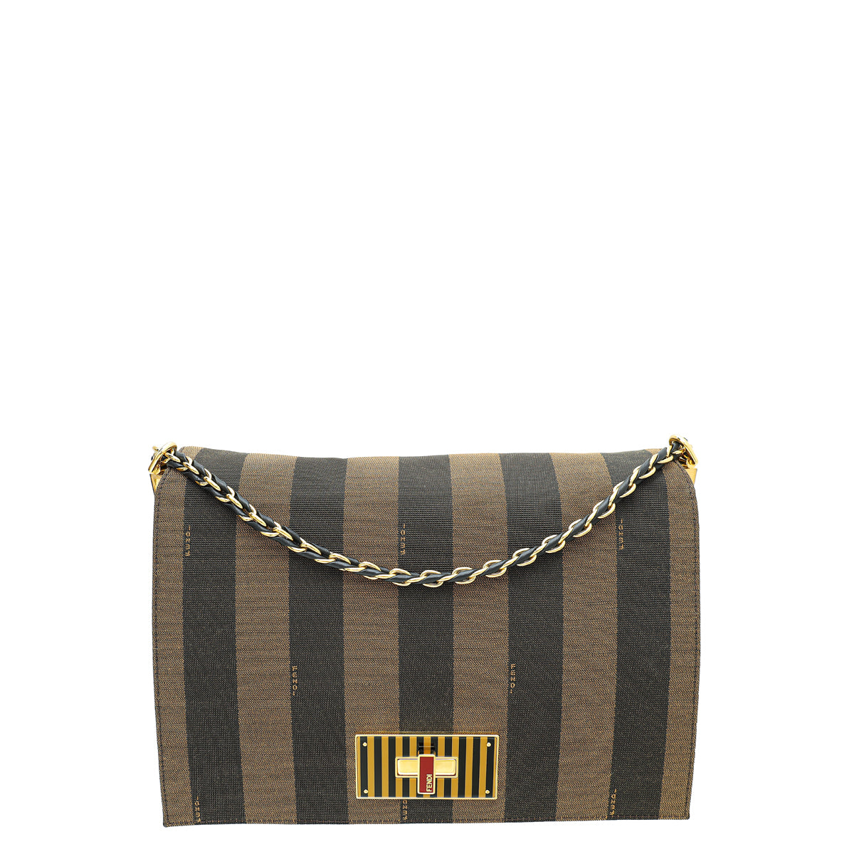 Fendi Bicolor Pequin Claudia Large Bag