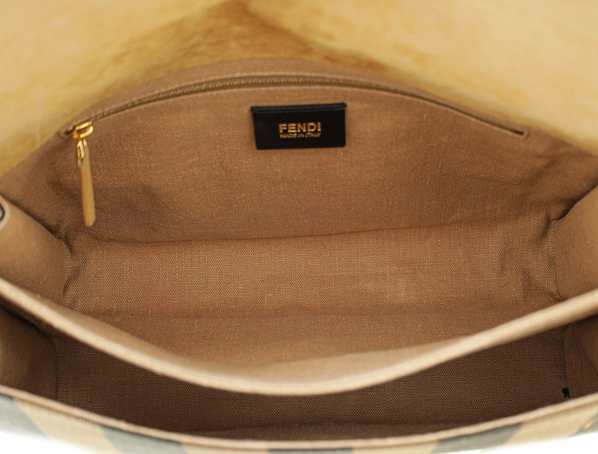 Fendi Bicolor Pequin Claudia Large Bag