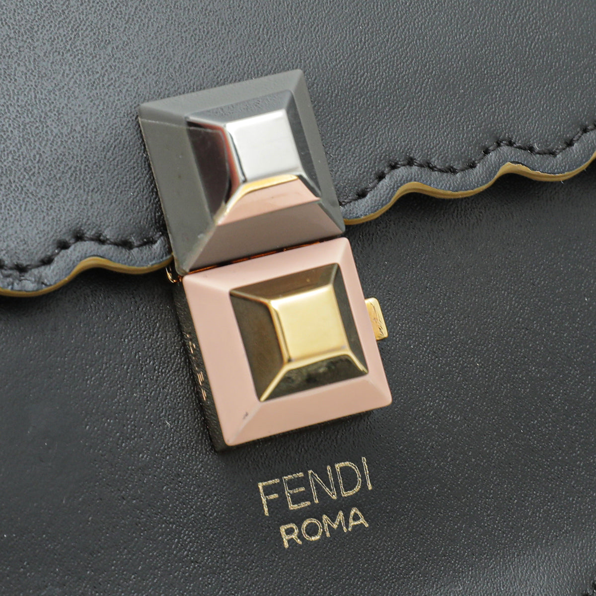 Fendi Black Kan I Scalloped Small Bag