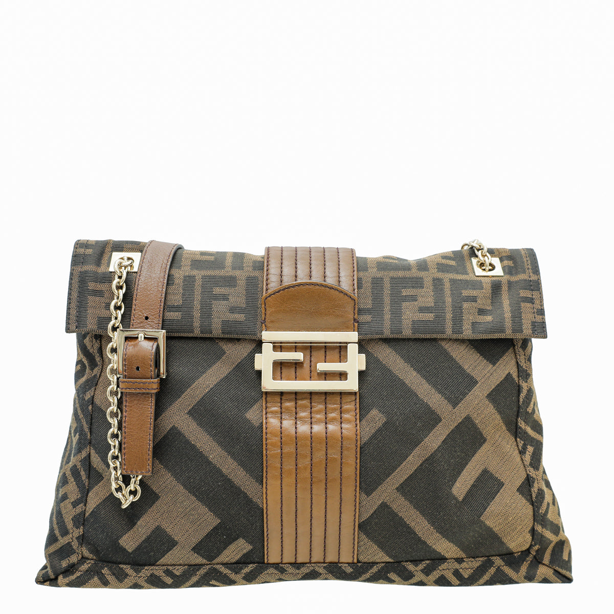 Fendi Tobacco Zucca Baguette Maxi Flap Bag