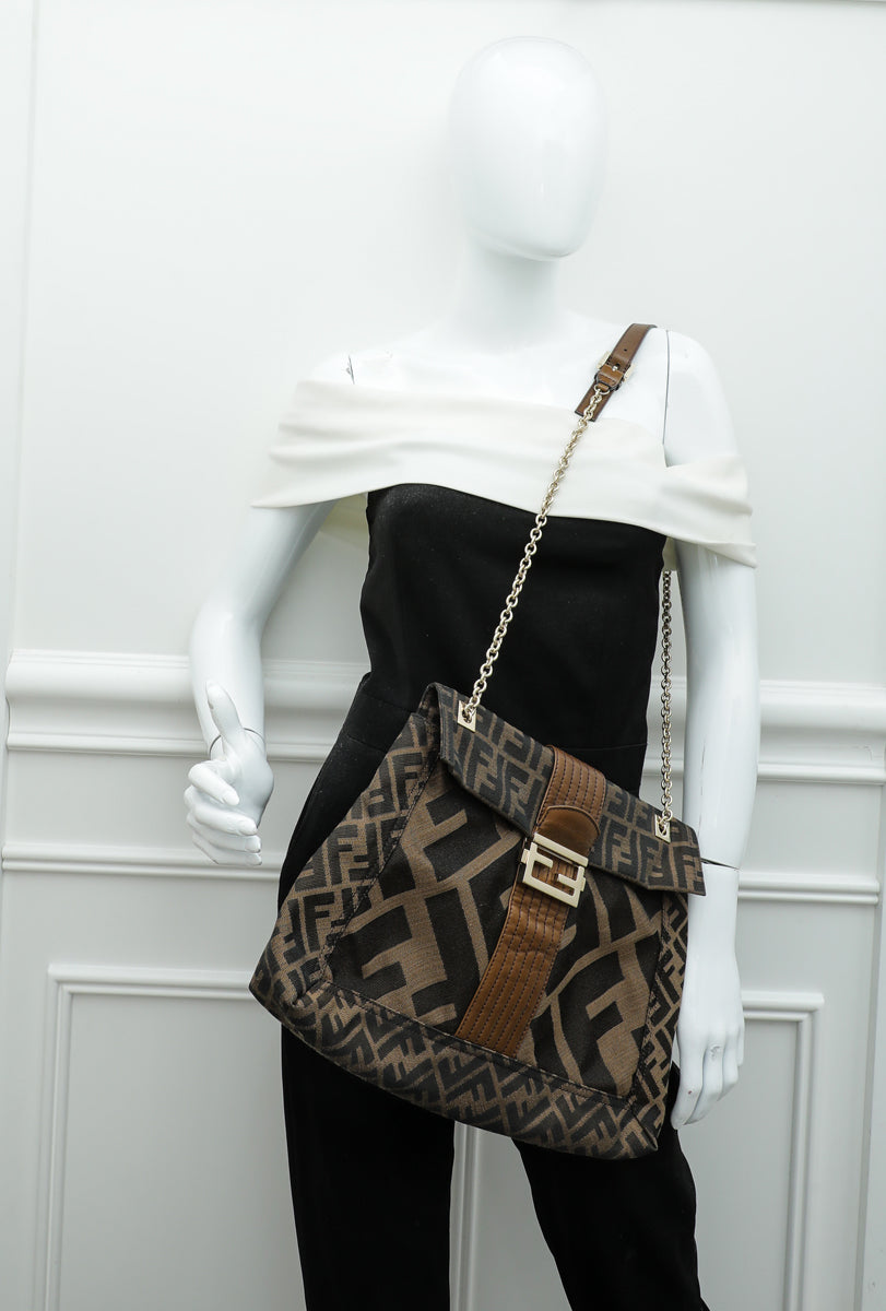 Fendi Tobacco Zucca Baguette Maxi Flap Bag