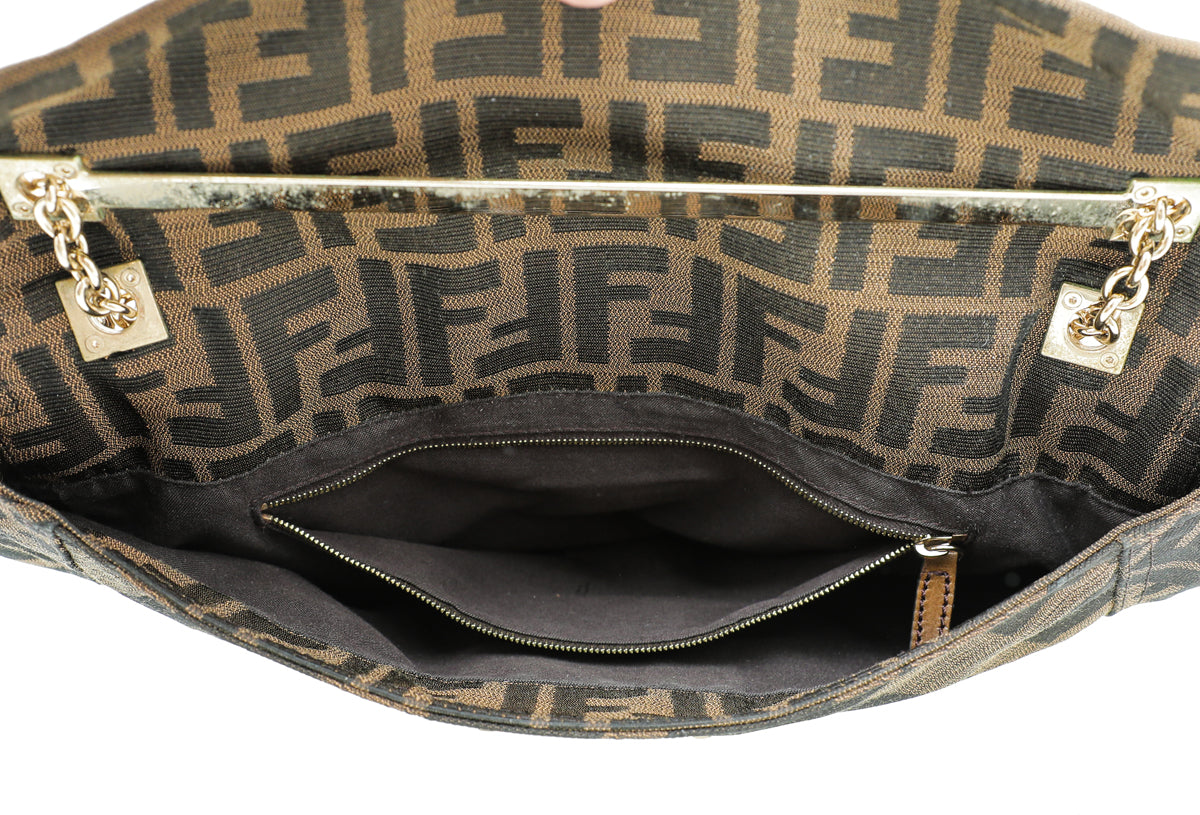 Fendi Tobacco Zucca Baguette Maxi Flap Bag