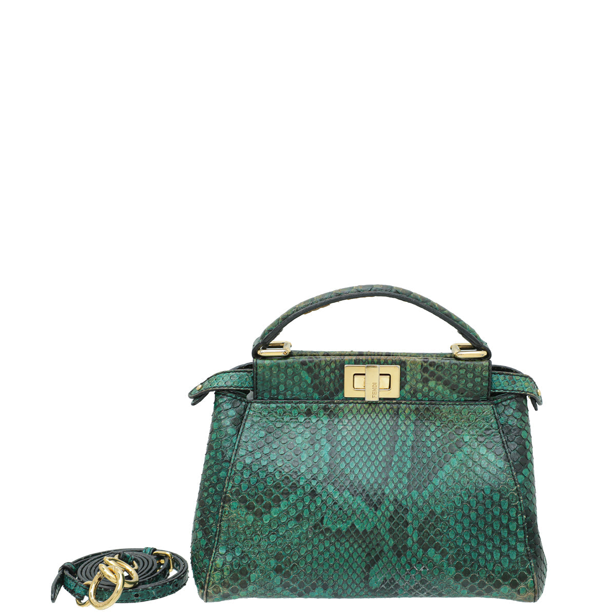 Fendi Green Python Iconic Peekaboo Mini Bag