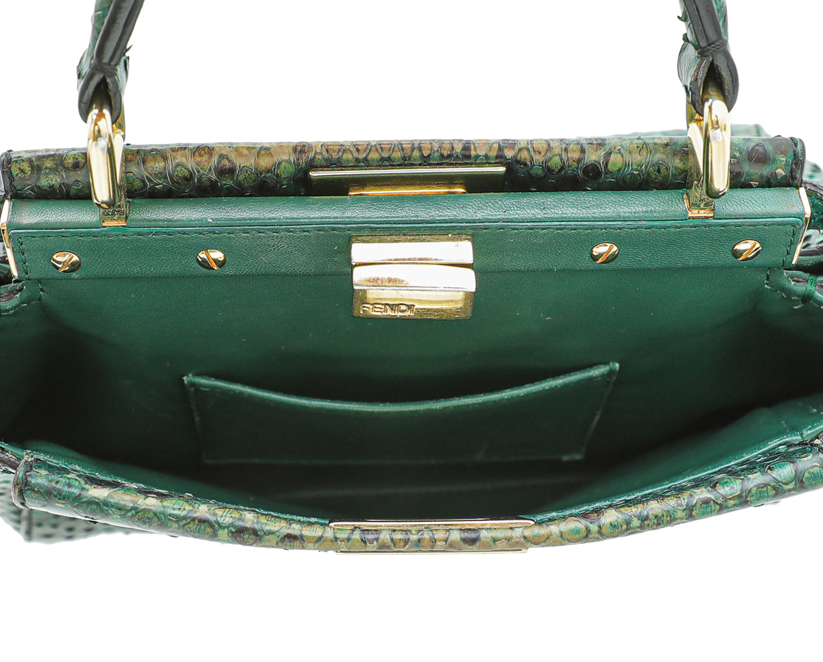 Fendi Green Python Iconic Peekaboo Mini Bag