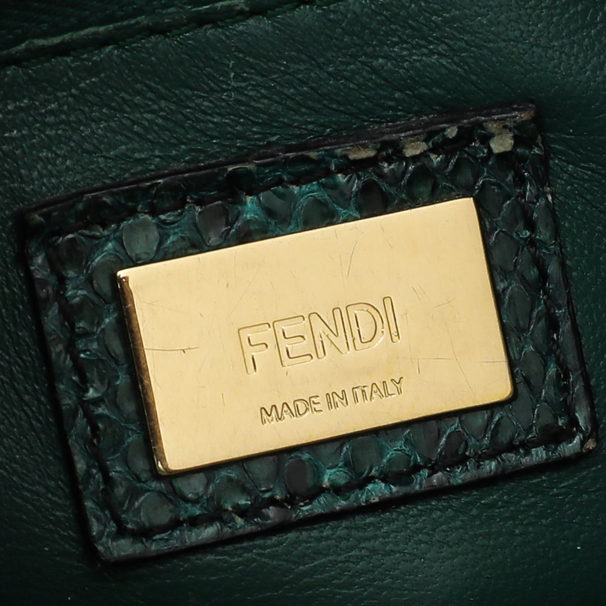 Fendi Green Python Iconic Peekaboo Mini Bag