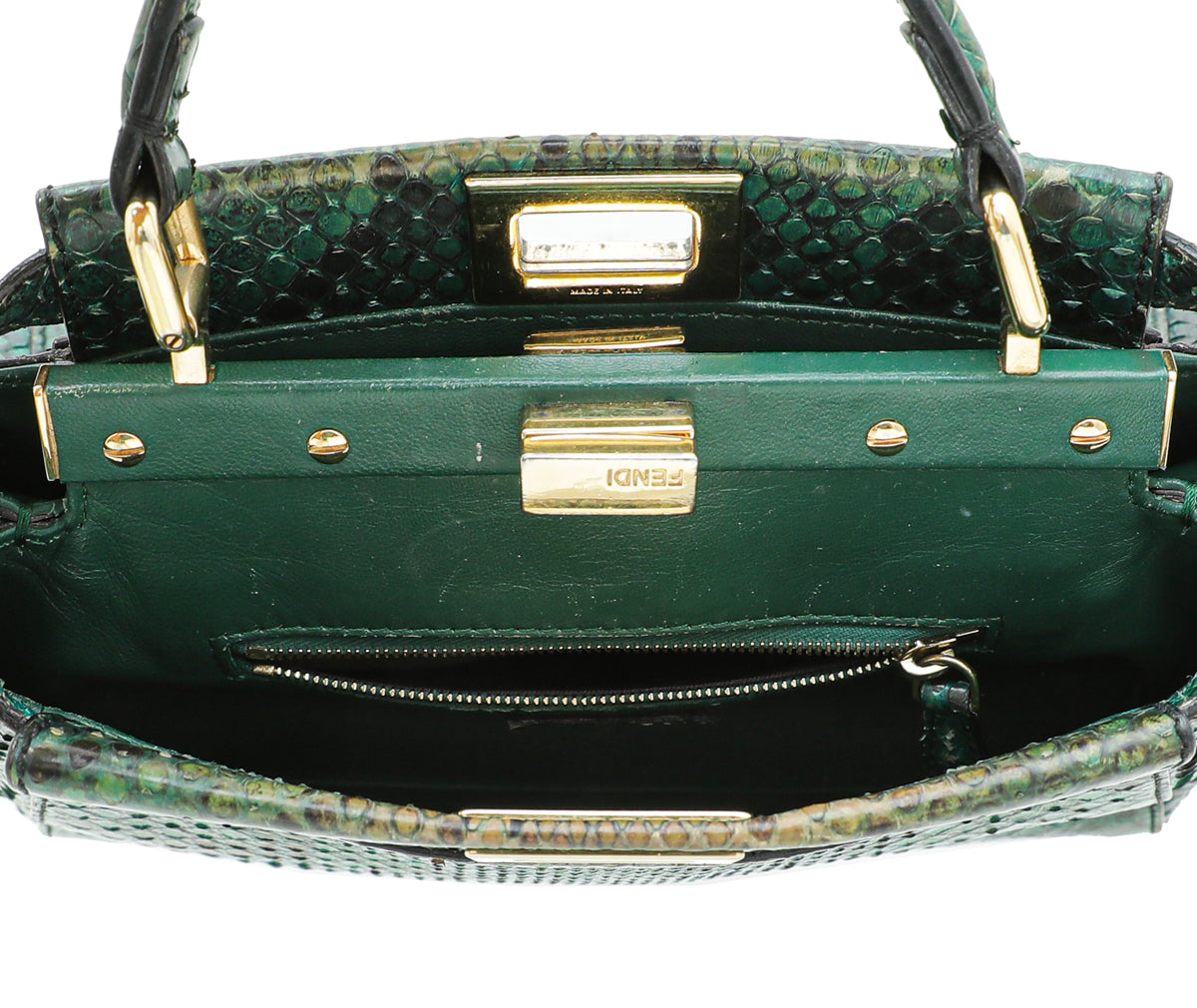 Fendi Green Python Iconic Peekaboo Mini Bag