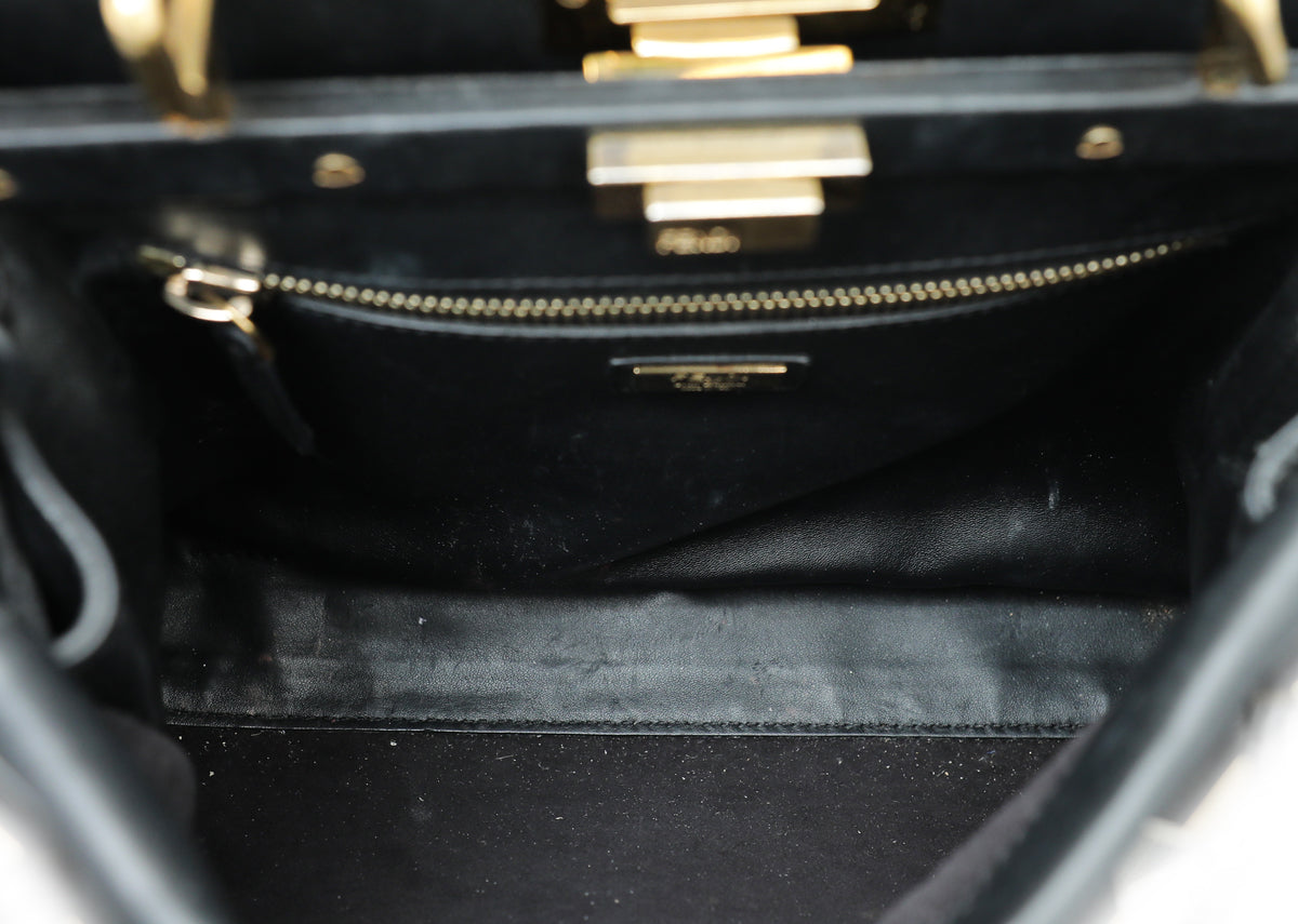 Fendi Black Peekaboo Gold Edition Studs Regular Bag