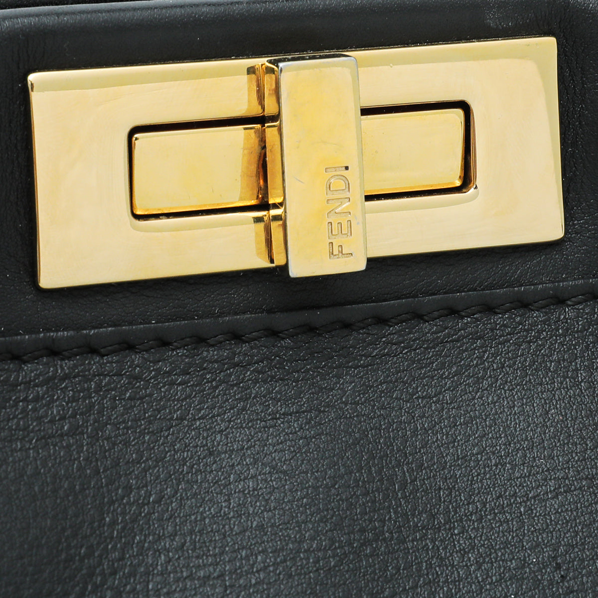 Fendi Black Peekaboo Gold Edition Studs Regular Bag