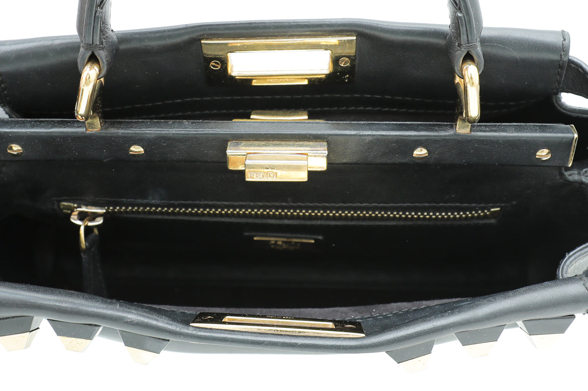 Fendi Black Peekaboo Gold Edition Studs Regular Bag