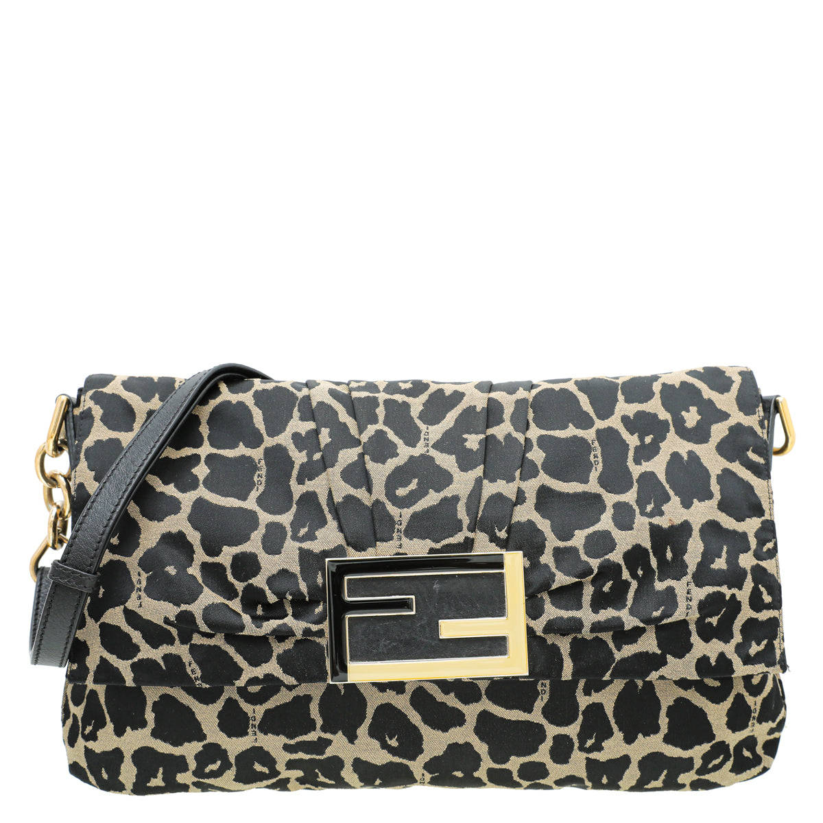 Fendi Bicolor Leopard Print Mia Large Flap Bag