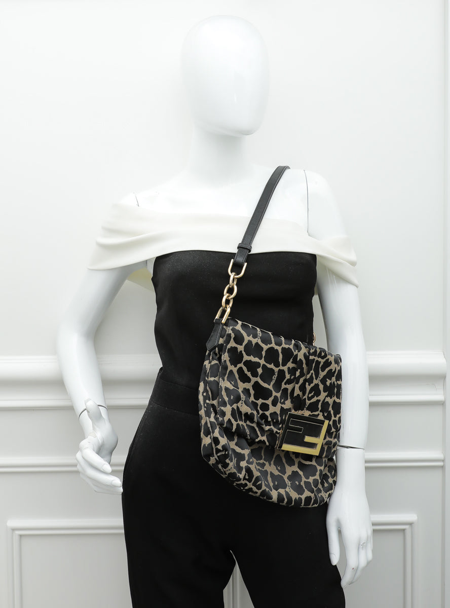 Fendi Bicolor Leopard Print Mia Large Flap Bag