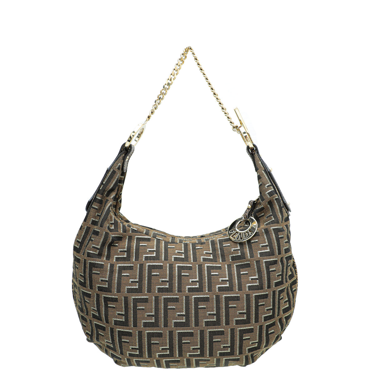 Fendi Metallic Tobacco Zucca Chef Chain Hobo Bag