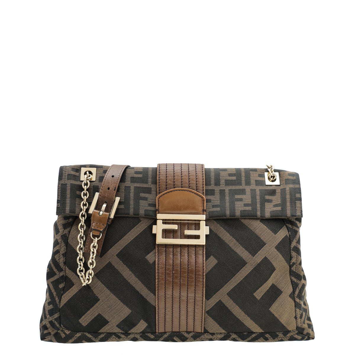 Fendi Tobacco Zucca Baguette Maxi Flap Bag