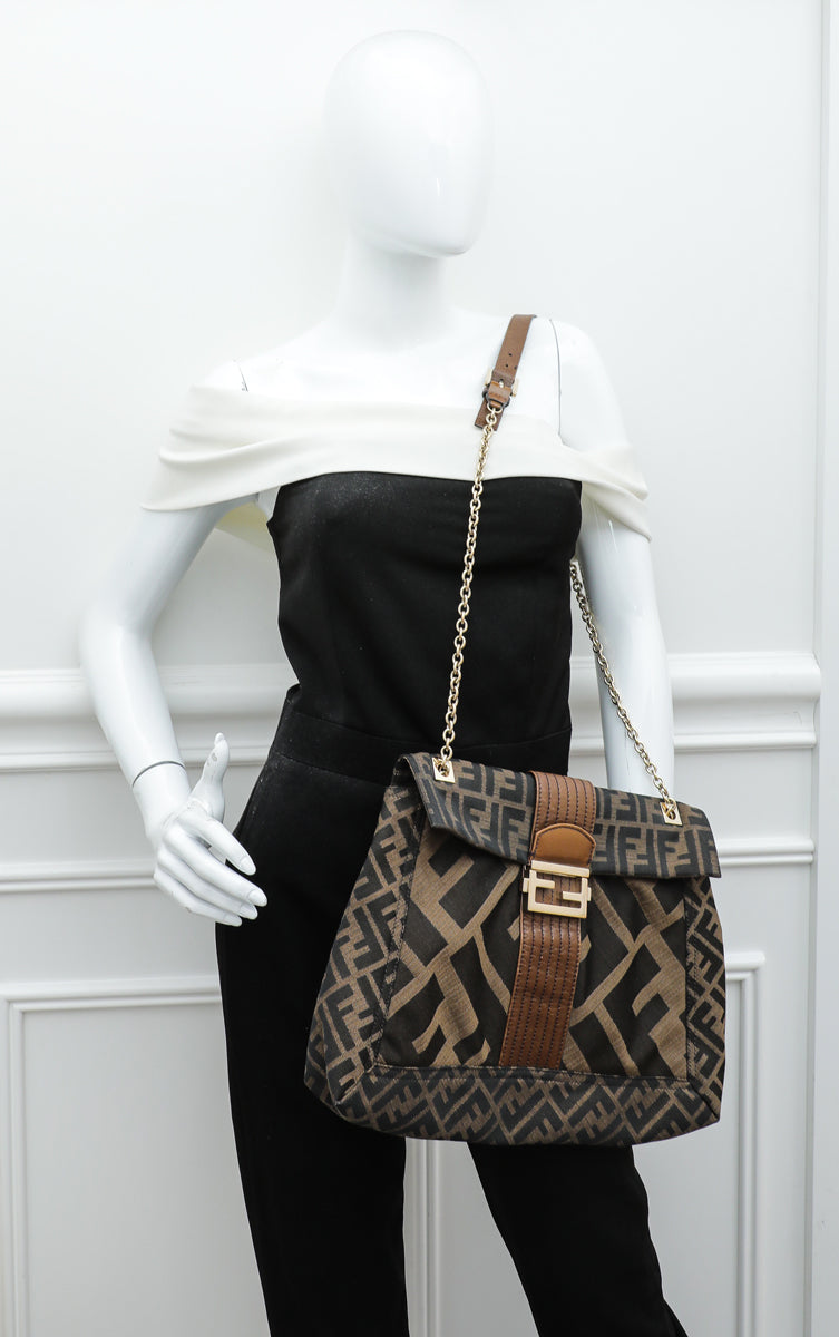 Fendi Tobacco Zucca Baguette Maxi Flap Bag