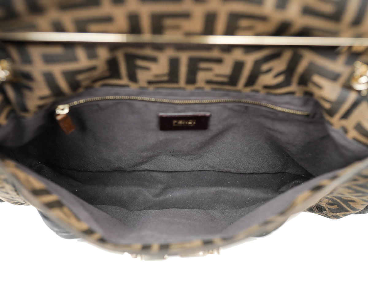 Fendi Tobacco Zucca Baguette Maxi Flap Bag