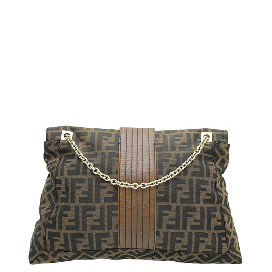 Fendi Tobacco Zucca Maxi Baguette Flap Large Bag