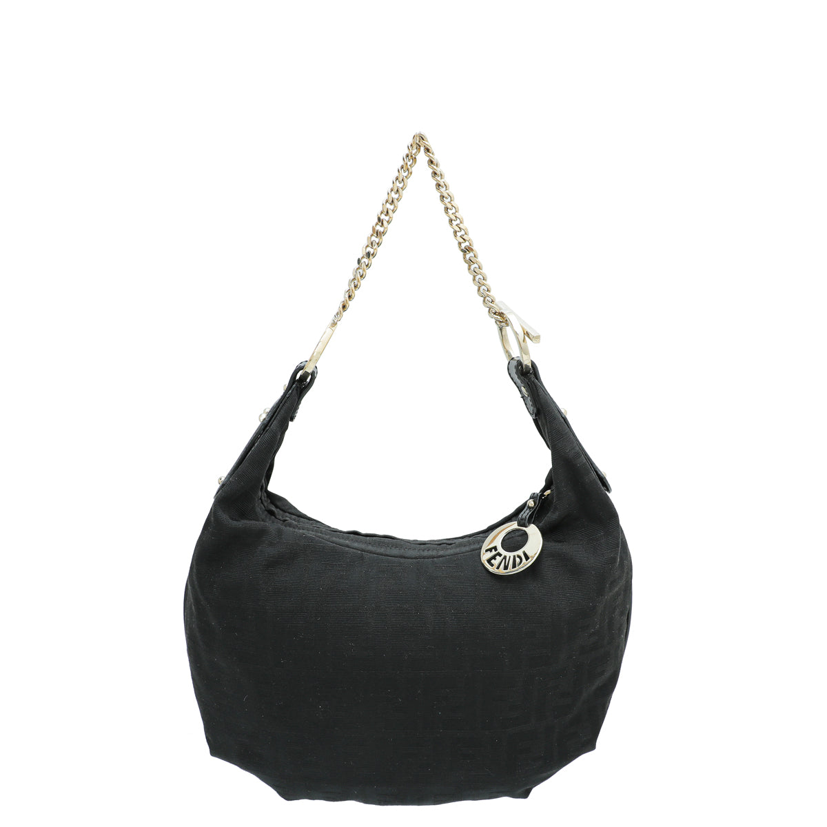 Fendi Black Zucca Chef Chain Hobo Bag