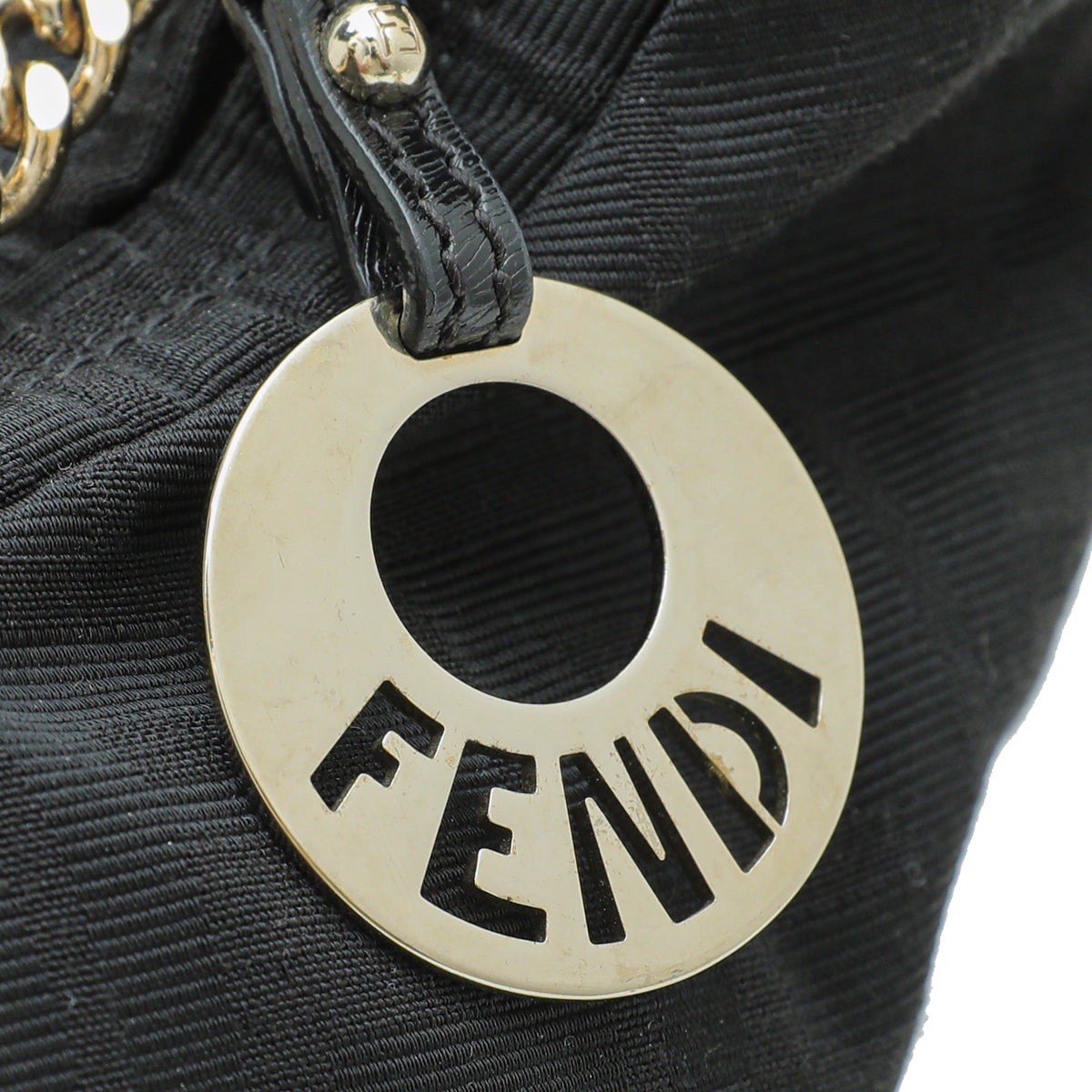 Fendi Black Zucca Chef Chain Hobo Bag