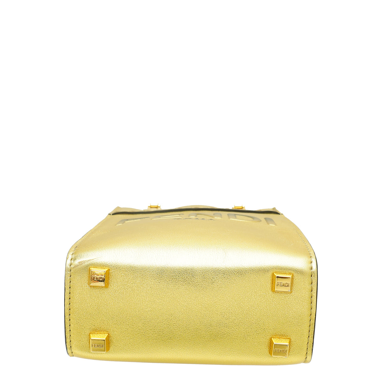 Fendi Metallic Gold Mini Sunshine Shopper Bag