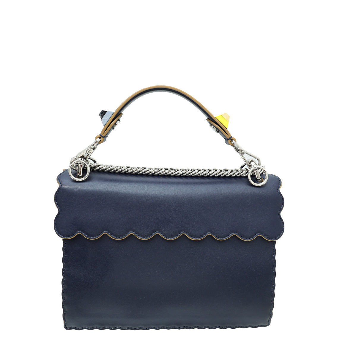 Fendi Navy Blue Kan I Scalloped Medium Shoulder Bag