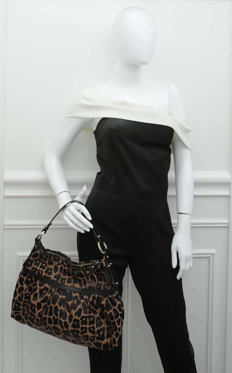 Fendi Bicolor Leopard Chef Medium Shoulder Bag