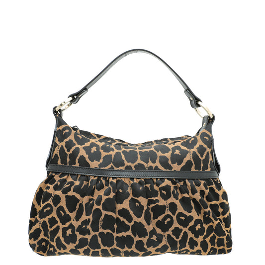 Fendi Bicolor Leopard Chef Medium Shoulder Bag