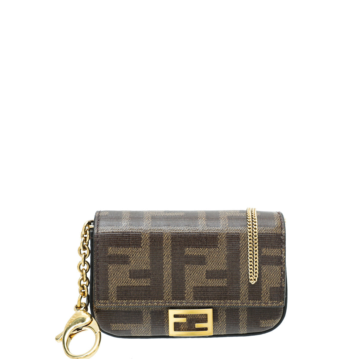 Fendi Brown FF 1974 Nano Baguette Charm W/ Chain