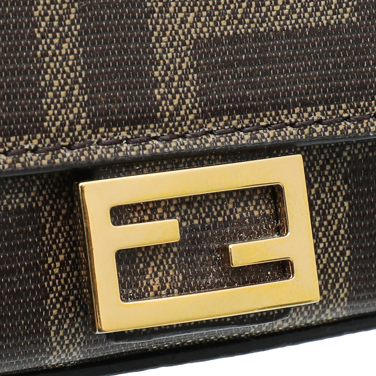 Fendi Brown FF 1974 Nano Baguette Charm W/ Chain