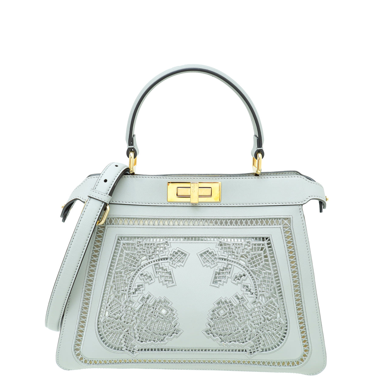 Fendi Grey Peekaboo Embroidered Regular Bag