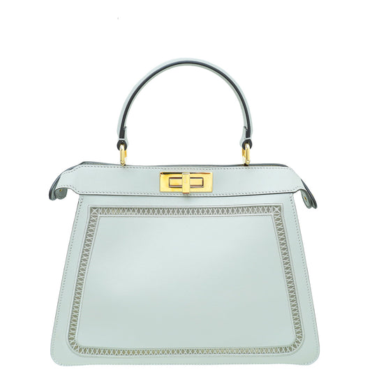 Fendi Grey Peekaboo Embroidered Regular Bag