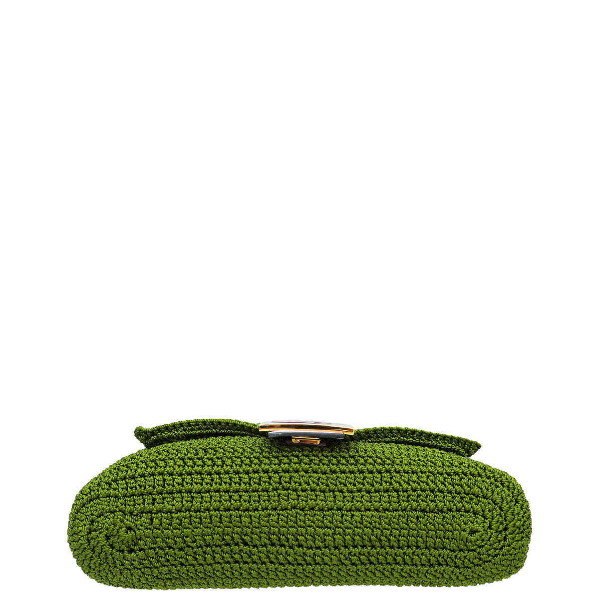 Fendi Verde Lavanda Crochet Vitello Grace Plexiglass Baguette Medium Bag