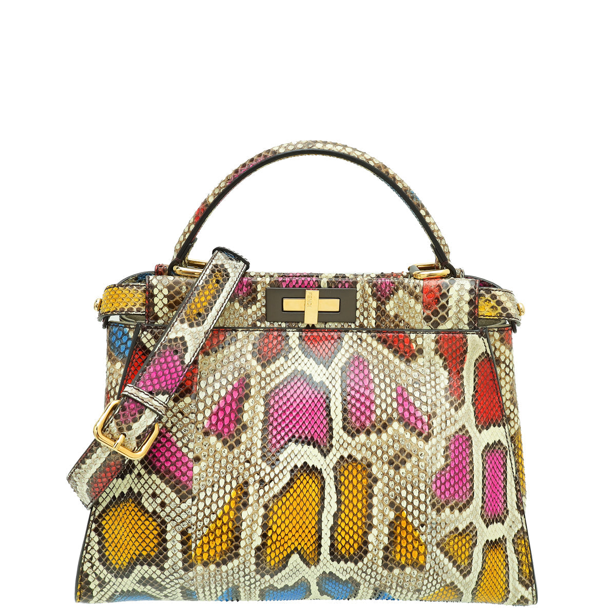 Fendi Multicolor Python Peekaboo Regular Bag