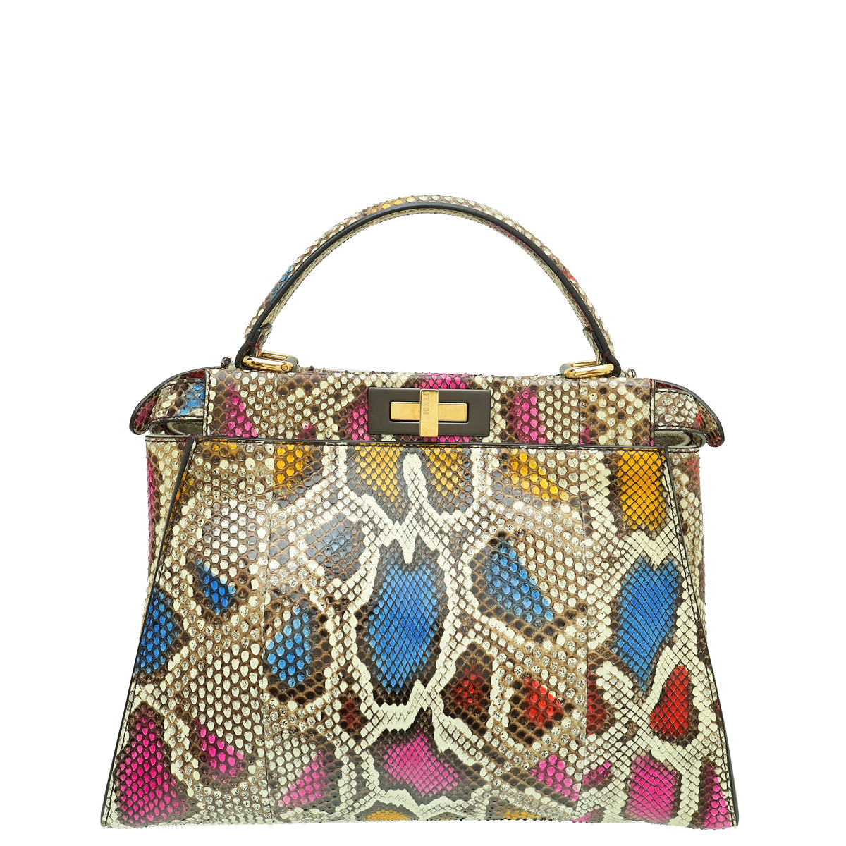 Fendi Multicolor Python Peekaboo Regular Bag