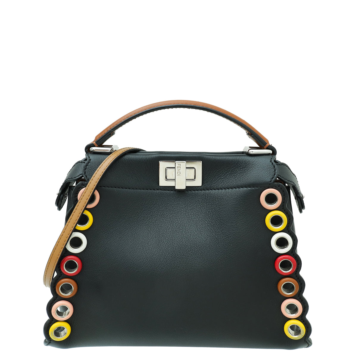 Fendi Bicolor Mini Scalloped Grommet Peekaboo Bag