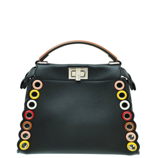 Fendi Bicolor Mini Scalloped Grommet Peekaboo Bag