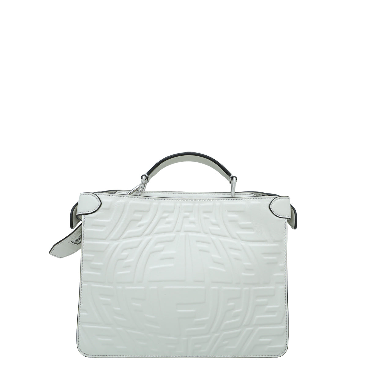 Fendi White FF Embossed Peekaboo ISeeU Mini Bag