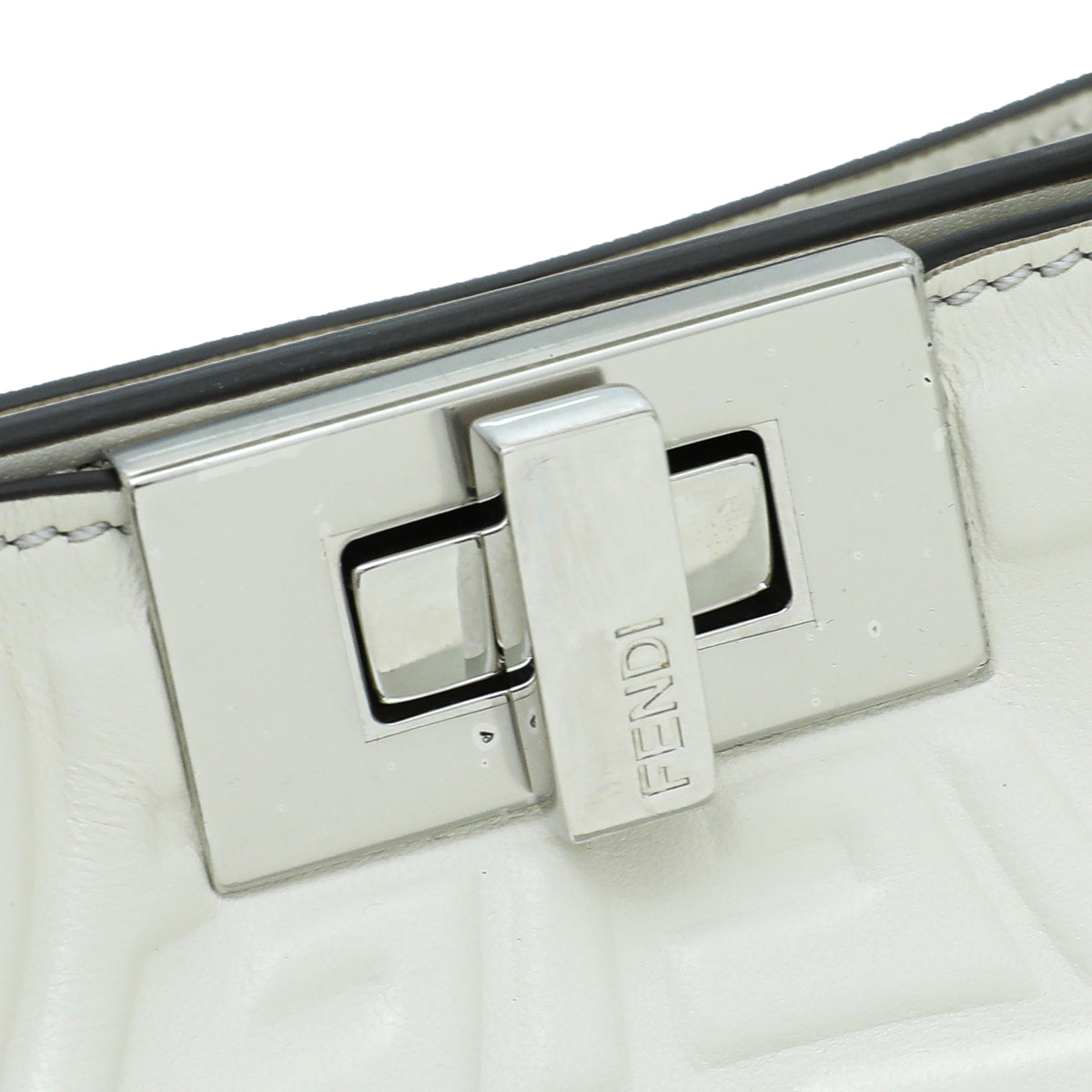 Fendi White FF Embossed Peekaboo ISeeU Mini Bag