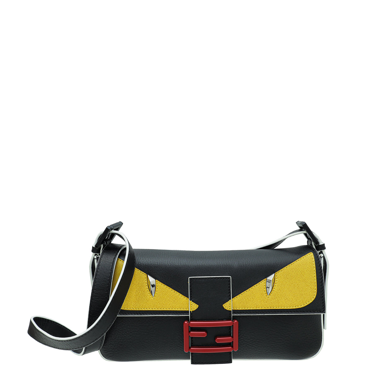 Fendi Bicolor Monster Eyes Baguette Flap Crossbody Bag