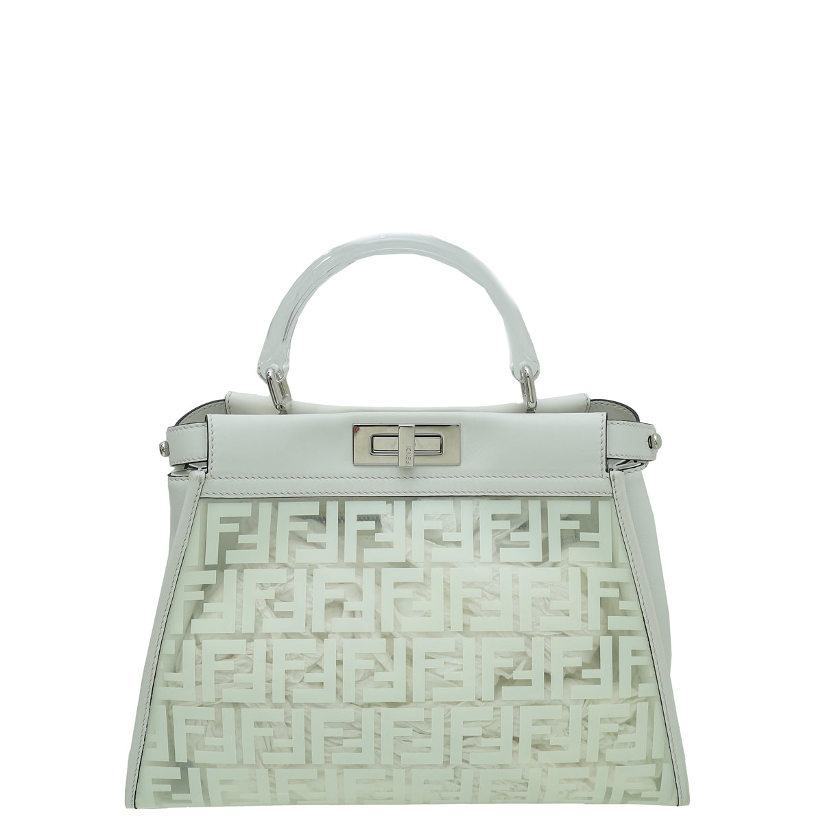 Fendi White Peekaboo FF Zucca Clear PVC Perspex Regular Handle Bag