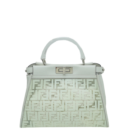 Fendi White Peekaboo FF Zucca Clear PVC Perspex Regular Handle Bag