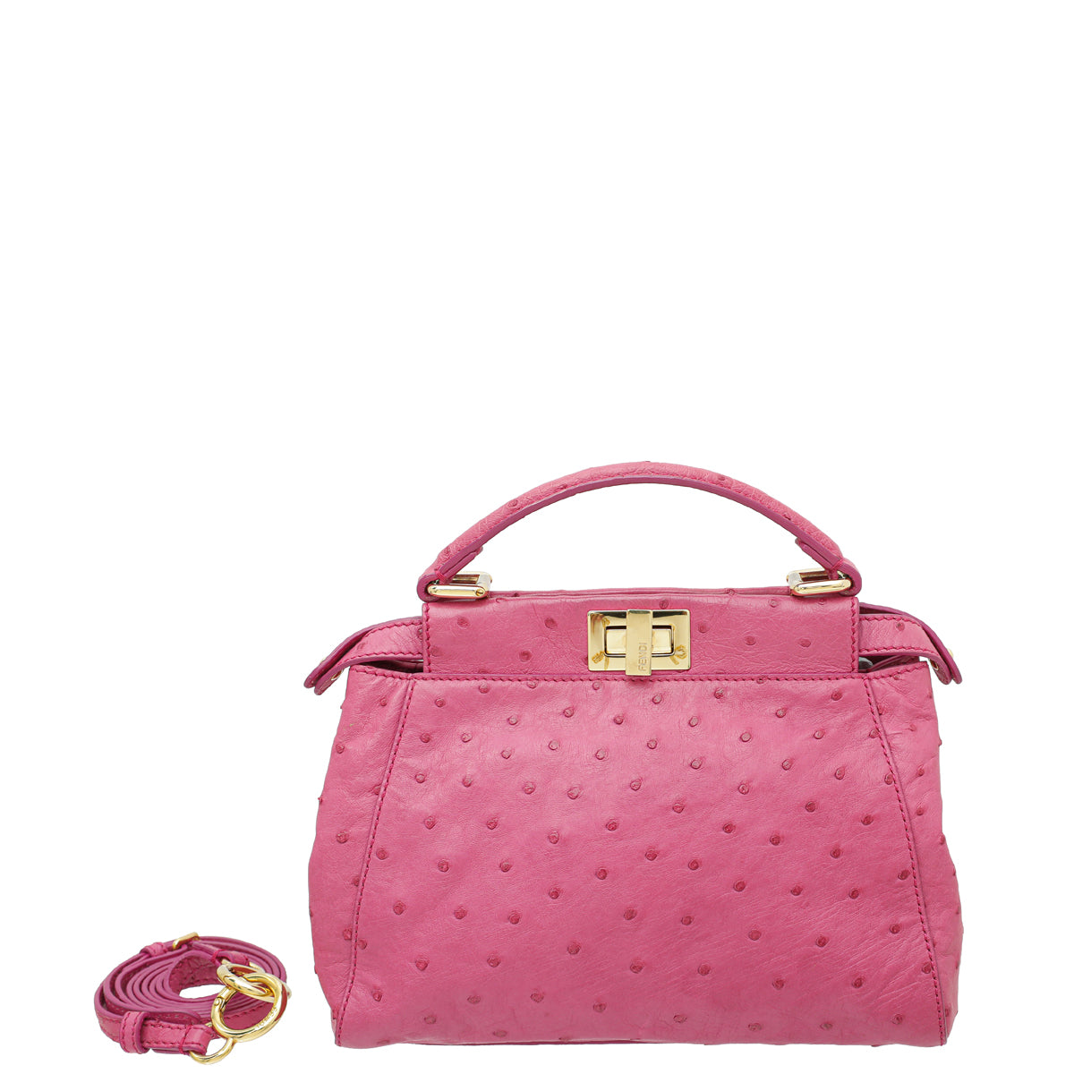 Fendi Fuchsia Ostrich Mini Peekaboo Bag