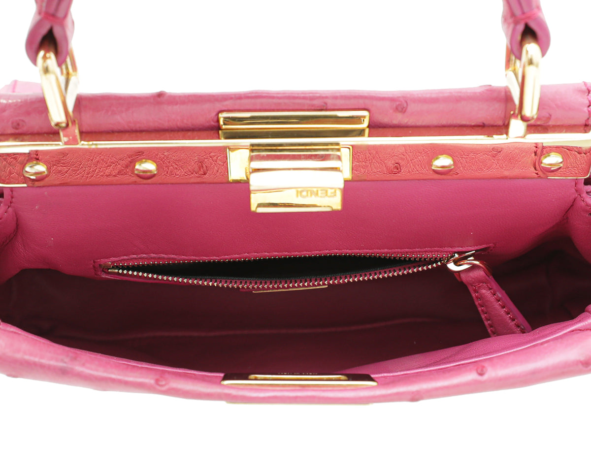 Fendi Fuchsia Ostrich Mini Peekaboo Bag