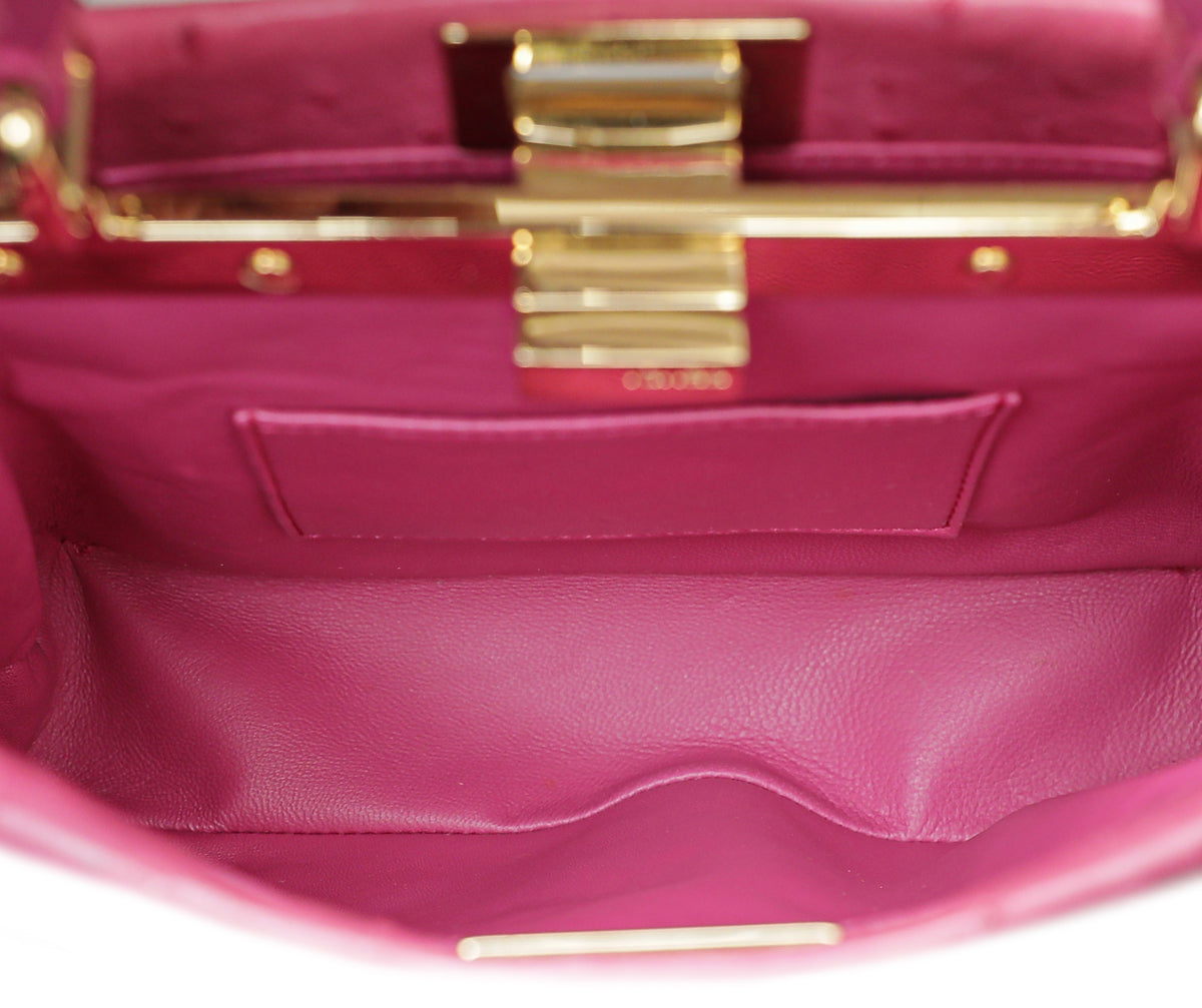 Fendi Fuchsia Ostrich Mini Peekaboo Bag