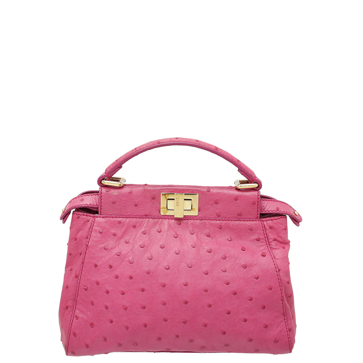 Fendi Fuchsia Ostrich Mini Peekaboo Bag